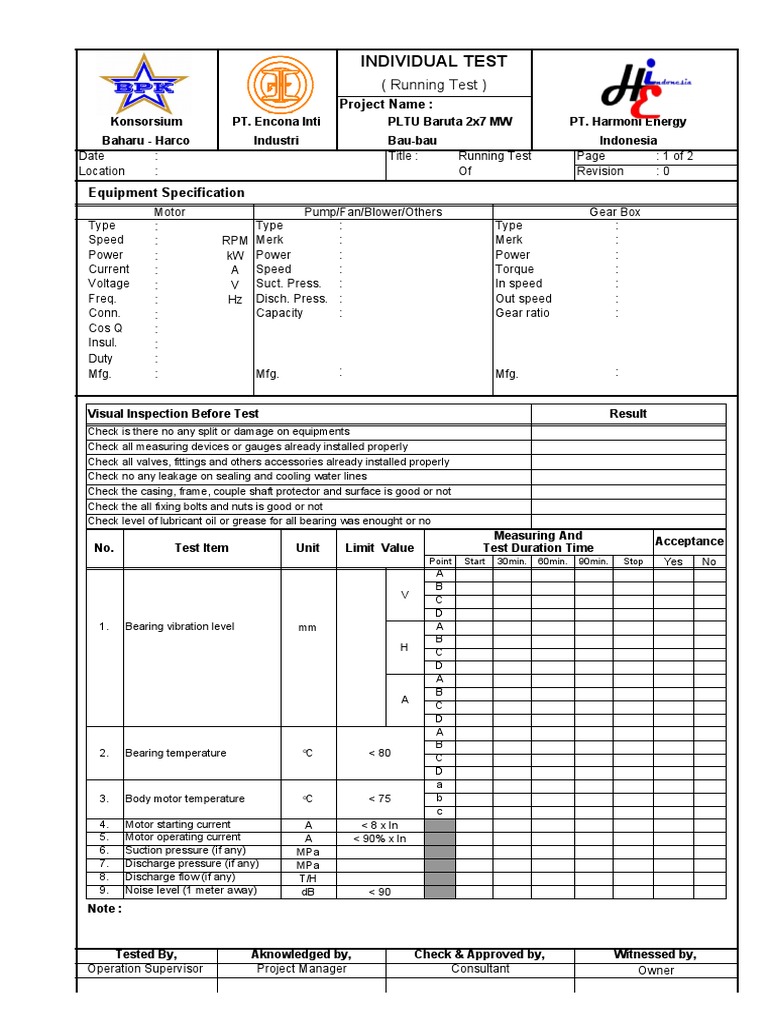 Running Test for Rotating Equipment | PDF | Mechanical Engineering ...