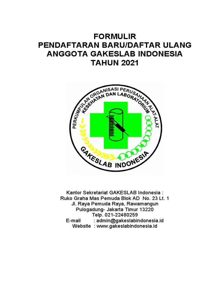 Formulir Permohonan Kta Gakeslab Indonesia THN 2021 | PDF