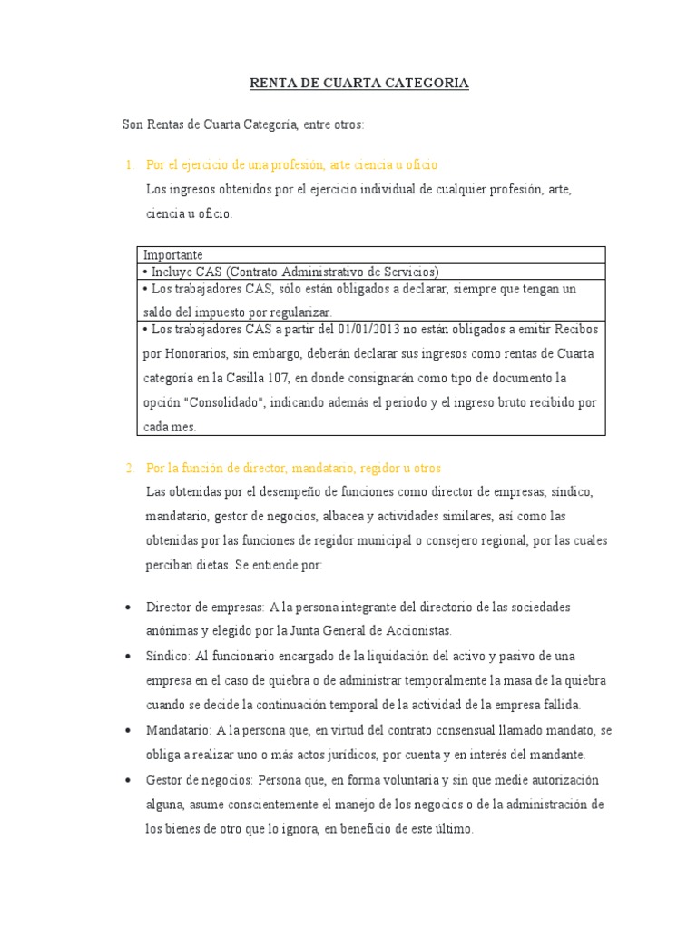 Guía sobre Rentas de Cuarta Categoría | PDF | Impuesto sobre la renta ...