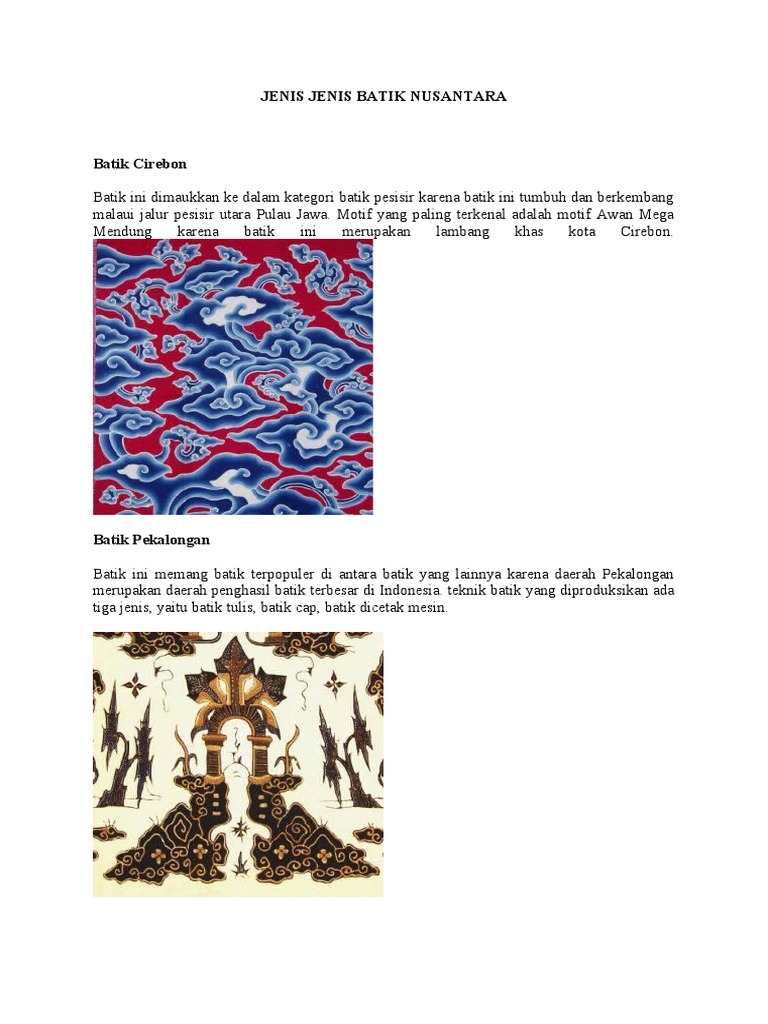 Jenis Jenis Batik Nusantara | PDF