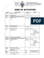 Calendar of Activities 1