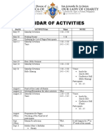 Church Activities Calendar