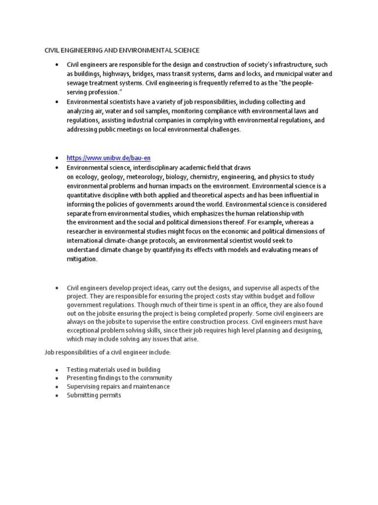Civil Engineering and Environmental Science | PDF | Environmental ...