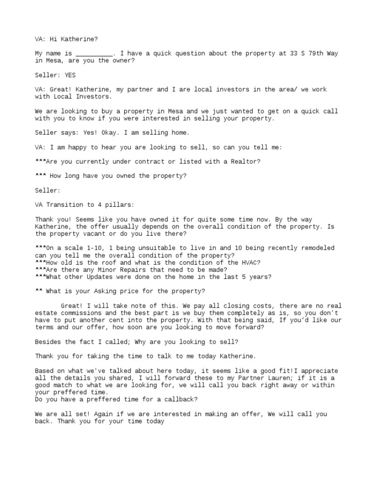 Real Estate Buyer-Seller Role Play Script | PDF