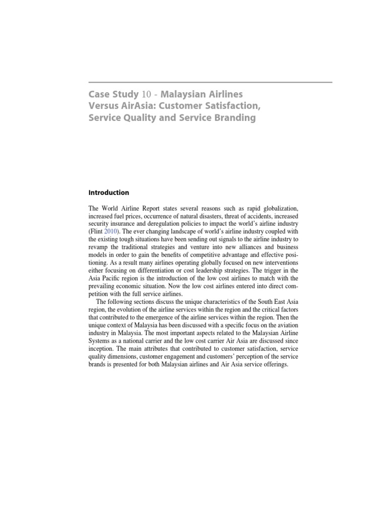 Case Study 10 - Malaysian Airlines Versus AirAsia Customer Satisfaction ...