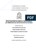 Análisis de Cargas de Trabajo y Sus Propuestas de Solución para Un Centro de Atención Médica Del Primer Nivel Del Sector Salud de El Salvador