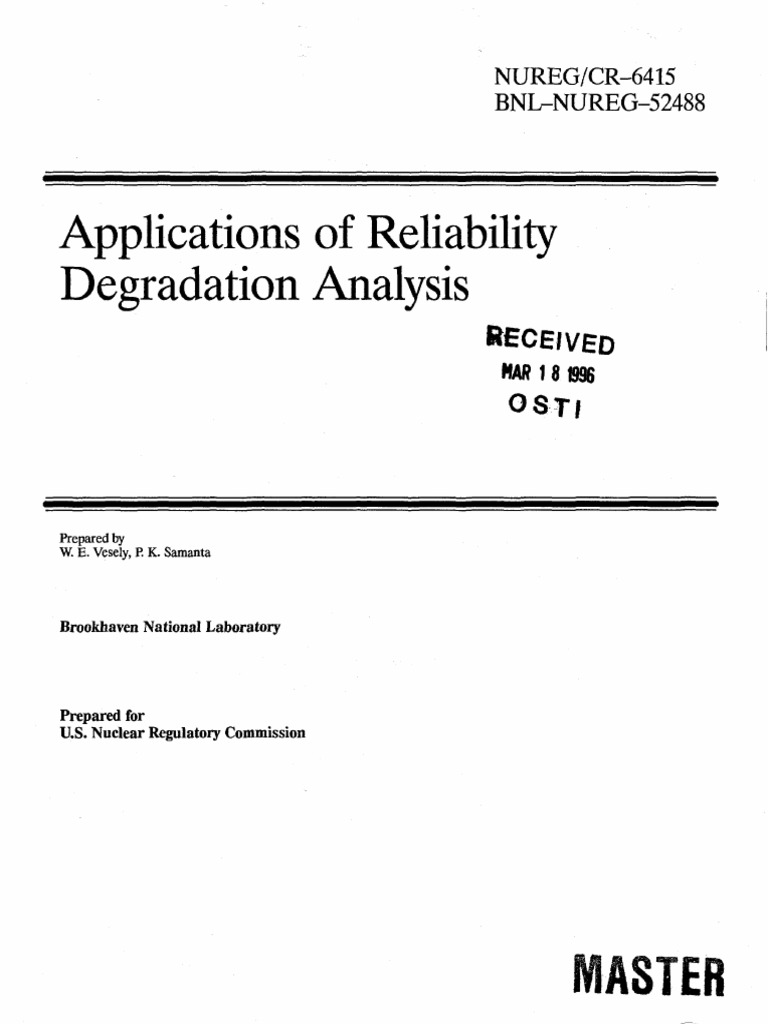 Applications of Reliability Degradation Analysis | PDF | Reliability ...