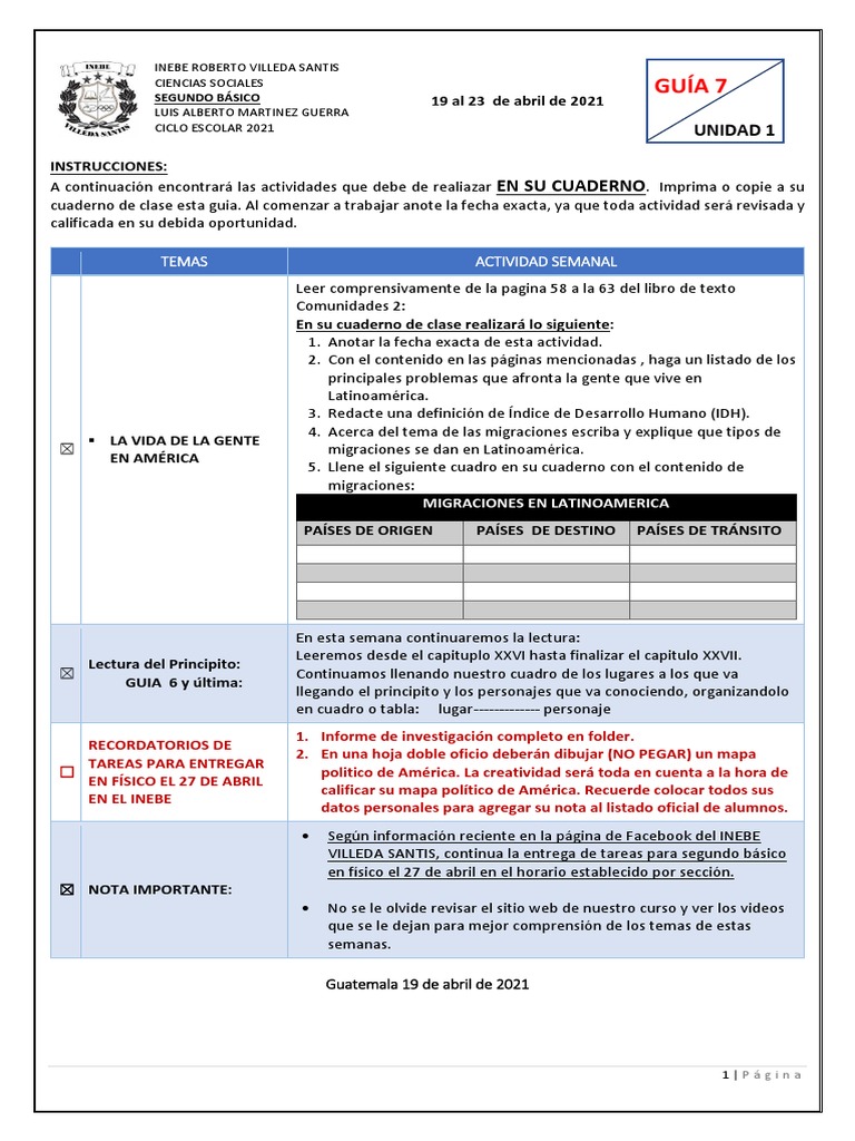 Guia 7 Sociales | PDF