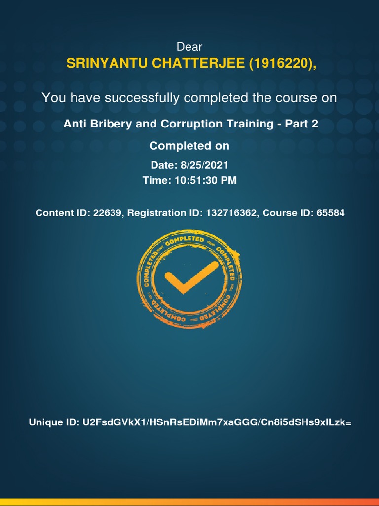 Anti Bribery And Corruption Training Part 2 Completion