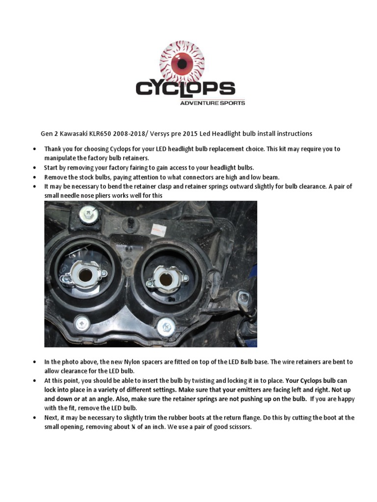 Gen 2 Kawasaki KLR650 20082018/ Versys Pre 2015 Led Headlight Bulb