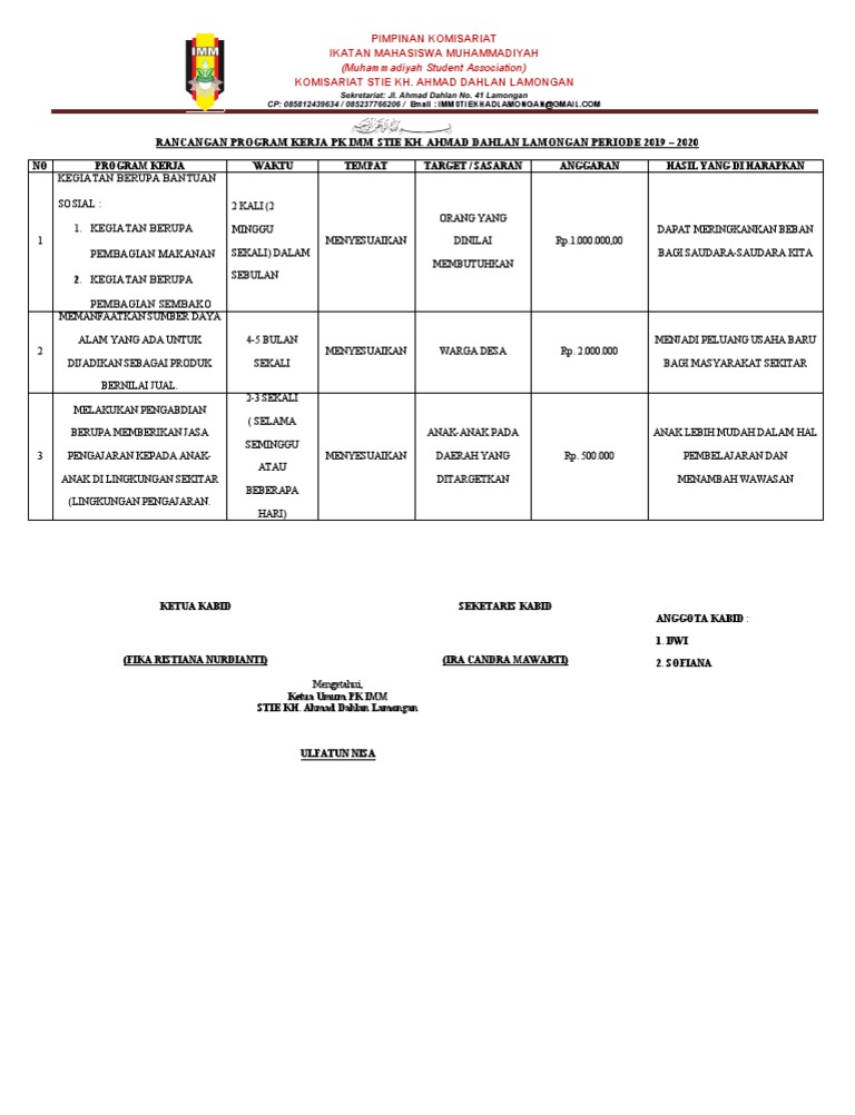 Form Rancangan Program Kerja Soskem | PDF