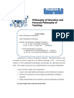 Philosophy of Education and Personal Philosophy of Teaching: in This Module