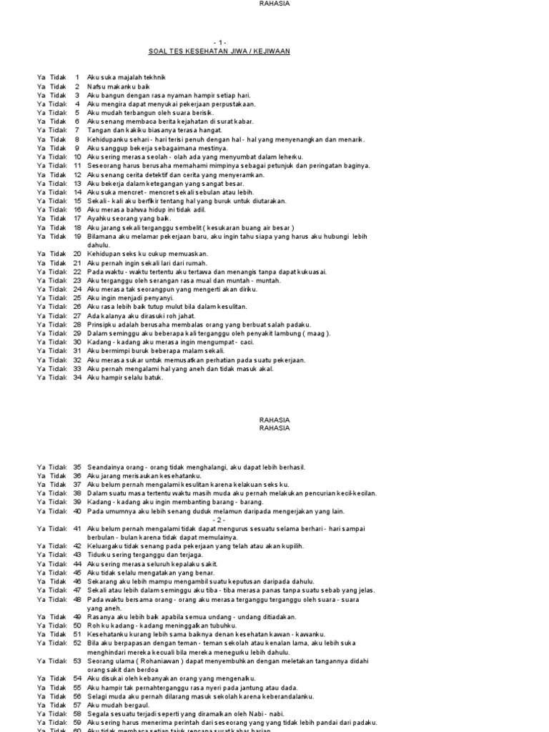 Soal Tes Kejiwaan PDF