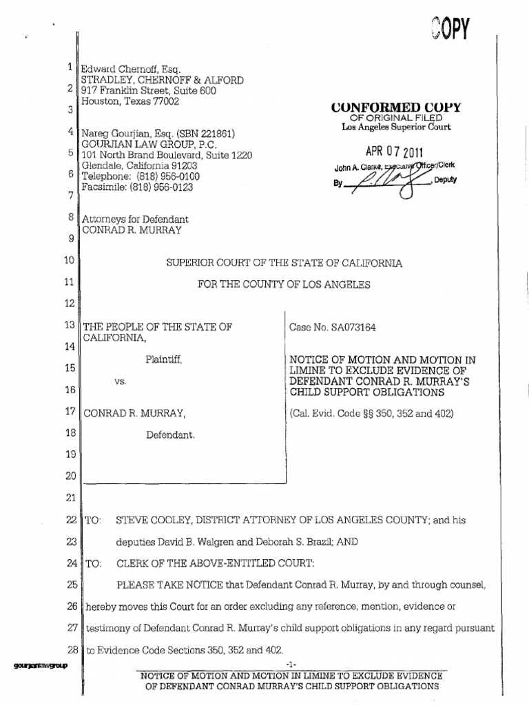 Notice of Motion and Motion in Limine to Exclude Evidence of Defendant