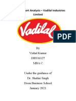 Annual Report Analysis - Vadilal Industries Limited: by Vishal Kumar DBS16127 Mba C