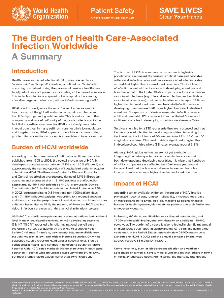 The Burden of Health Care-Associated Infection Worldwide: A Summary | PDF