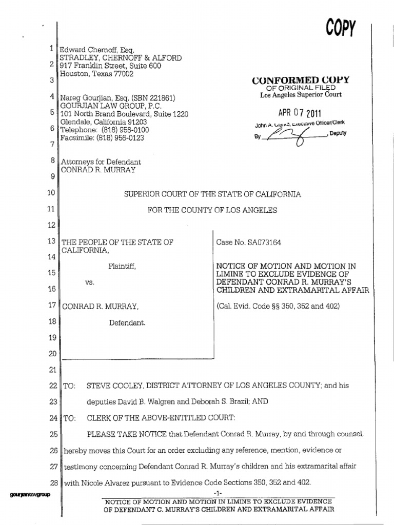 Notice of Motion and Motion in Limine To Exclude Evidence of Defendant