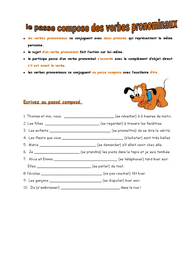 Exercices sur les verbes pronominaux | PDF