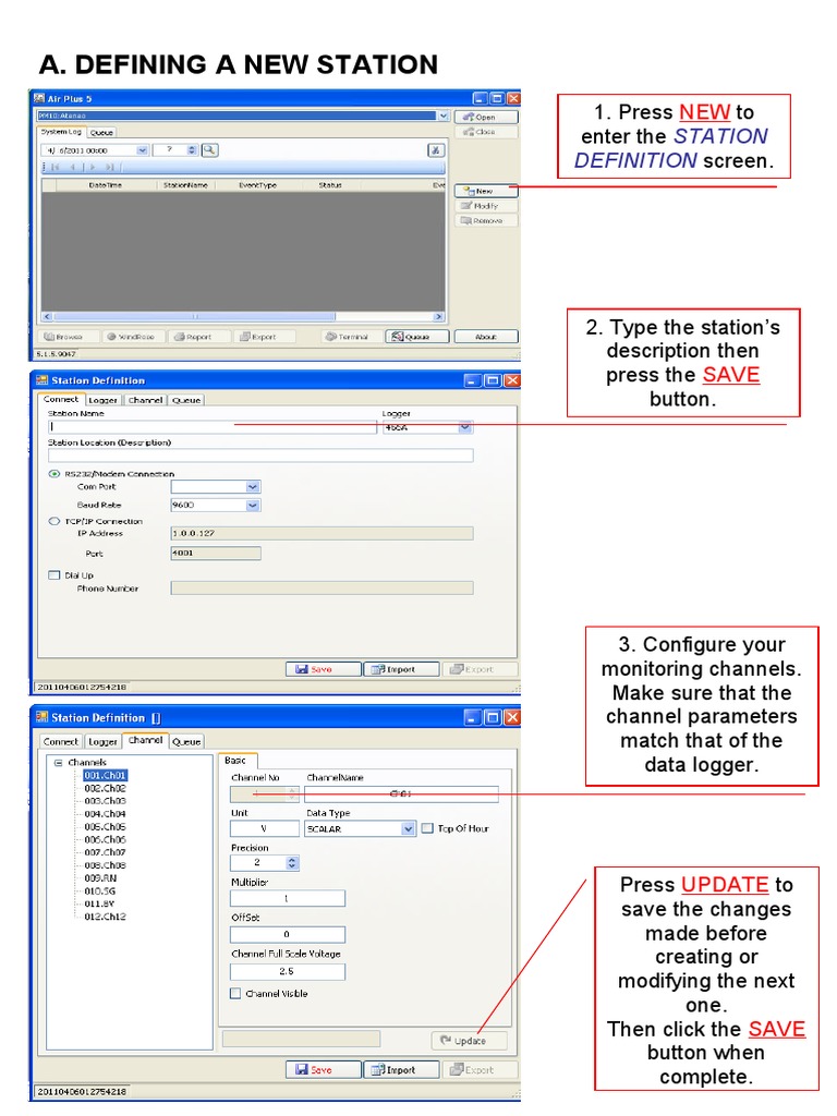 Station Setup and Data Management Guide | PDF | Button (Computing ...