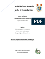 Práctica 1: Equilibrio de Formación de Complejos.