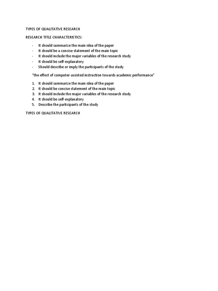 Types of Qualitative Research PDF