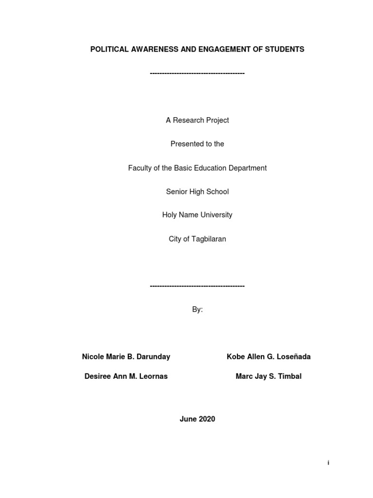 Political Awareness and Engagement of Students Final Revision June 9 ...
