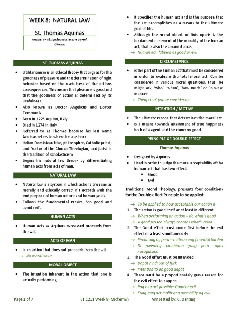Week 8: Natural Law St. Thomas Aquinas | Download Free PDF | Natural ...