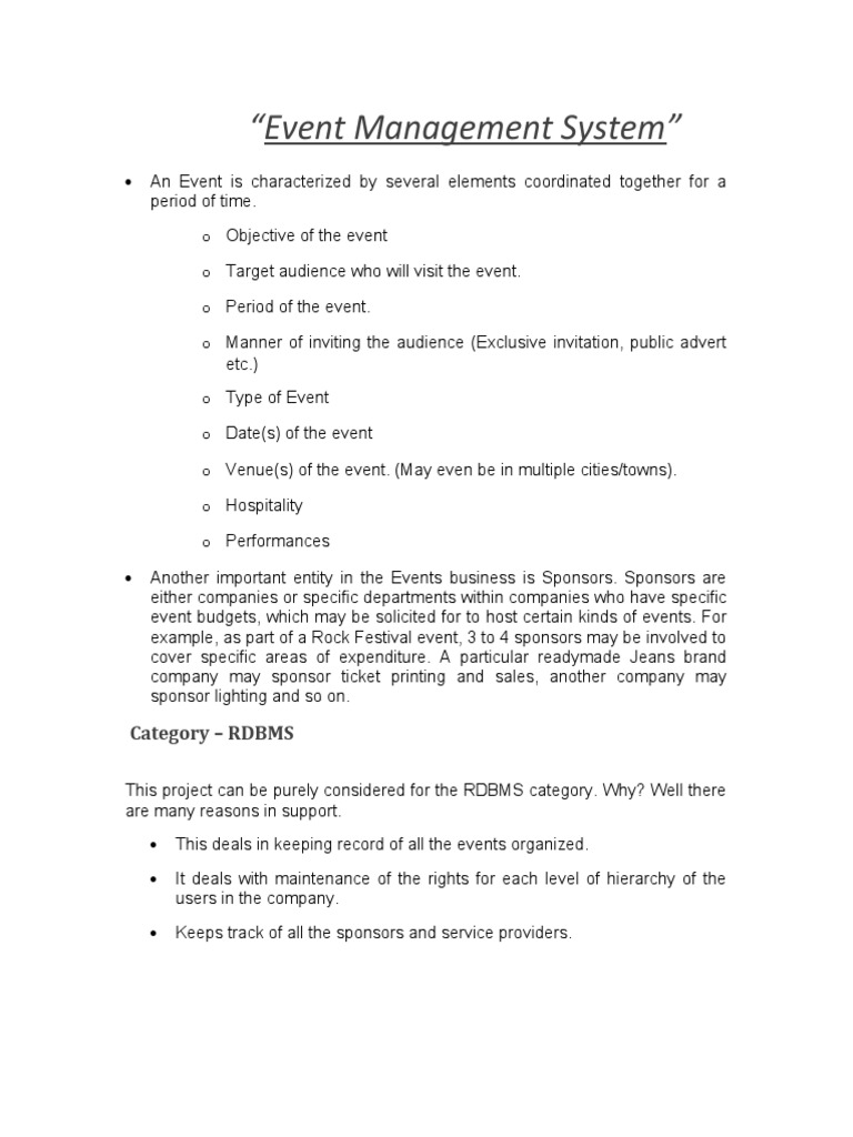 Event Management System Project Report PDF Software Prototyping