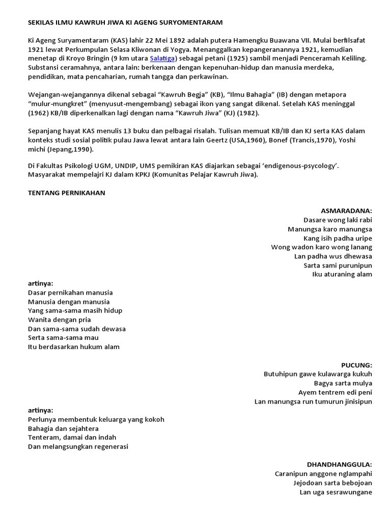 Ilmu Kawruh Jiwa Ki Ageng Suryomentaram Pdf
