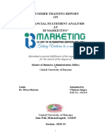 SIP On Financial Statement Analysis at Ib Marketing by Chaman Jangra