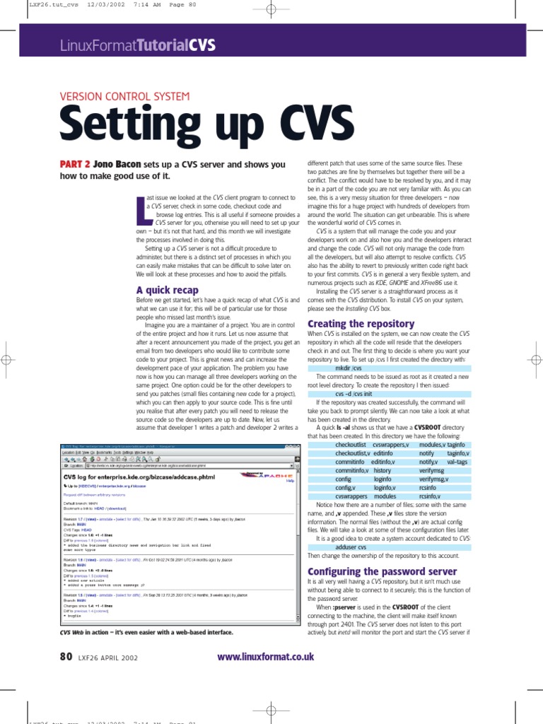 Setting Up CVS Linuxformattutorial PDF Password Php