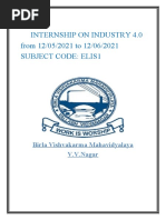 Internship On Industry 4.0 From 12/05/2021 To 12/06/2021 Subject Code: Elis1