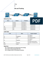 Lab - Implement Vlans and Trunking Topology: Addressing Table