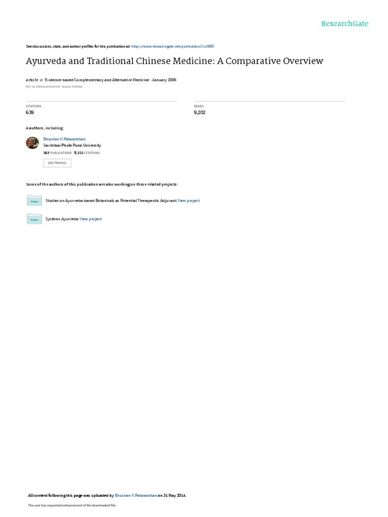 Ayurveda Vs TCM PDF Traditional Chinese Medicine Ayurveda