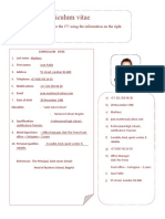 A Curriculum Vitae: Complete The CV Using The Information On The Right
