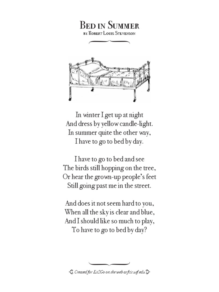 A Childs Garden of Verses Selected Poems 004 Bed in Summer PDF