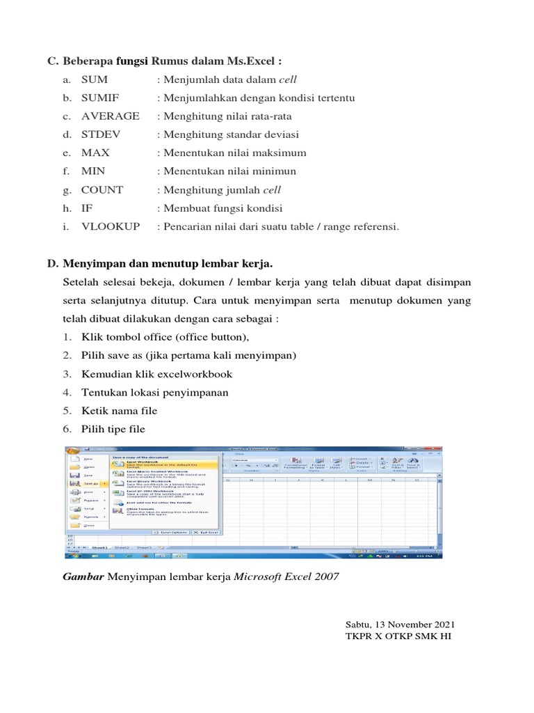 Materi Microsoft Excel 2 | PDF