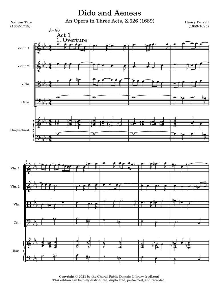 Dido And Aeneas Z 626 Henry Purcell Pdf Classical Music Vocal Music