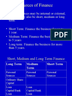 Sources of Finance