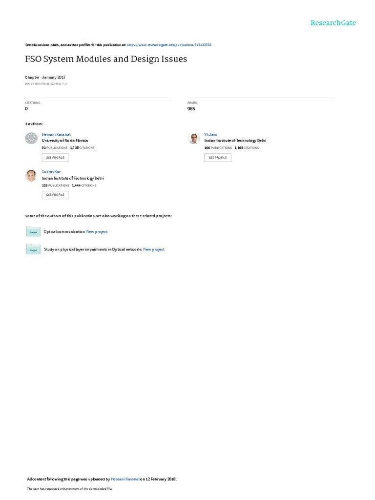 FSO System Modules and Design Issues: January 2017 | PDF | Laser ...