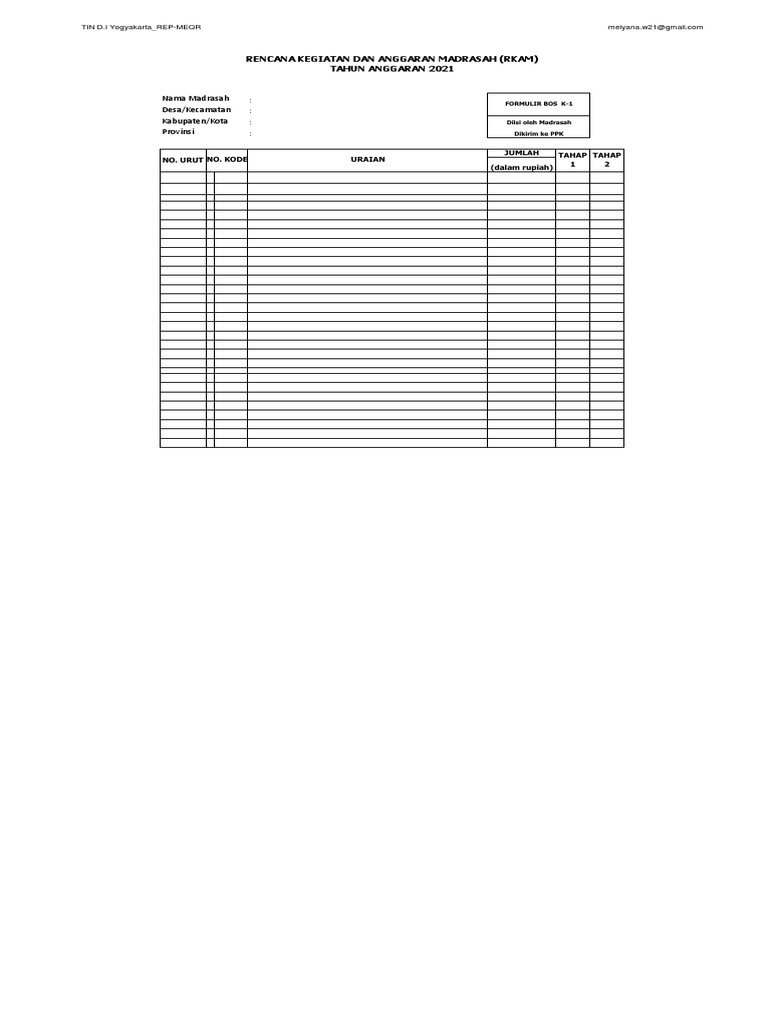 Template RKAM Upload Juknis | PDF