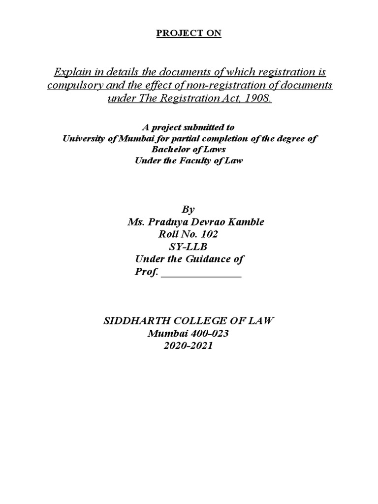 Explain in Details The Documents of Which Registration Is Compulsory