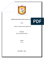 Institucion Educativa Santa Clara: Dichos y Refranes Hacia La Tradición Oral