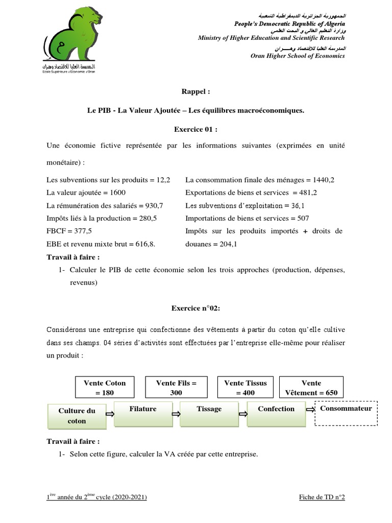 Analyse du PIB et Valeur Ajoutée en Économie | PDF | Produit intérieur ...