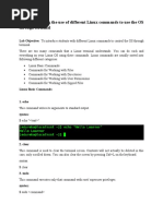 Lab 2: Exploring The Use of Different Linux Commands To Use The OS Through Terminal