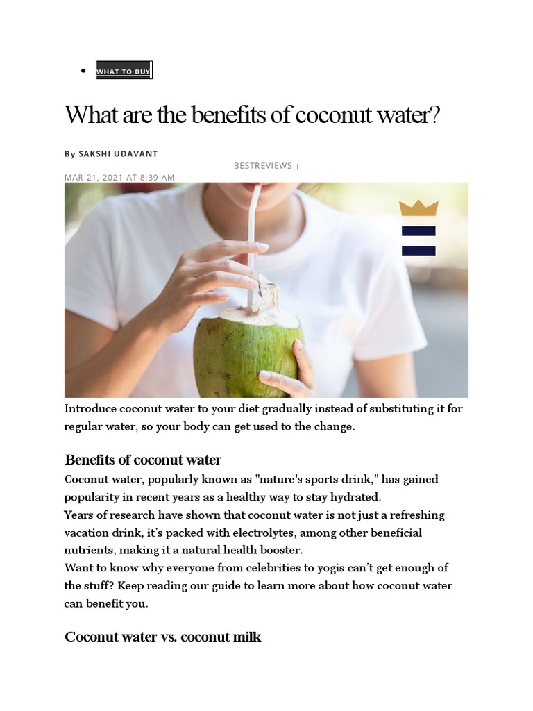 What Are The Benefits of Coconut Water. PDF Dehydration Water