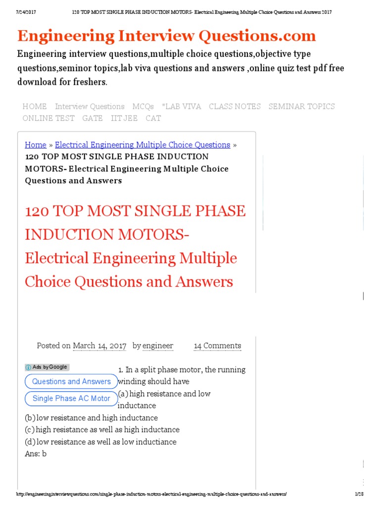 120 Top Most Single Phase Induction MotorsElectrical Engineering