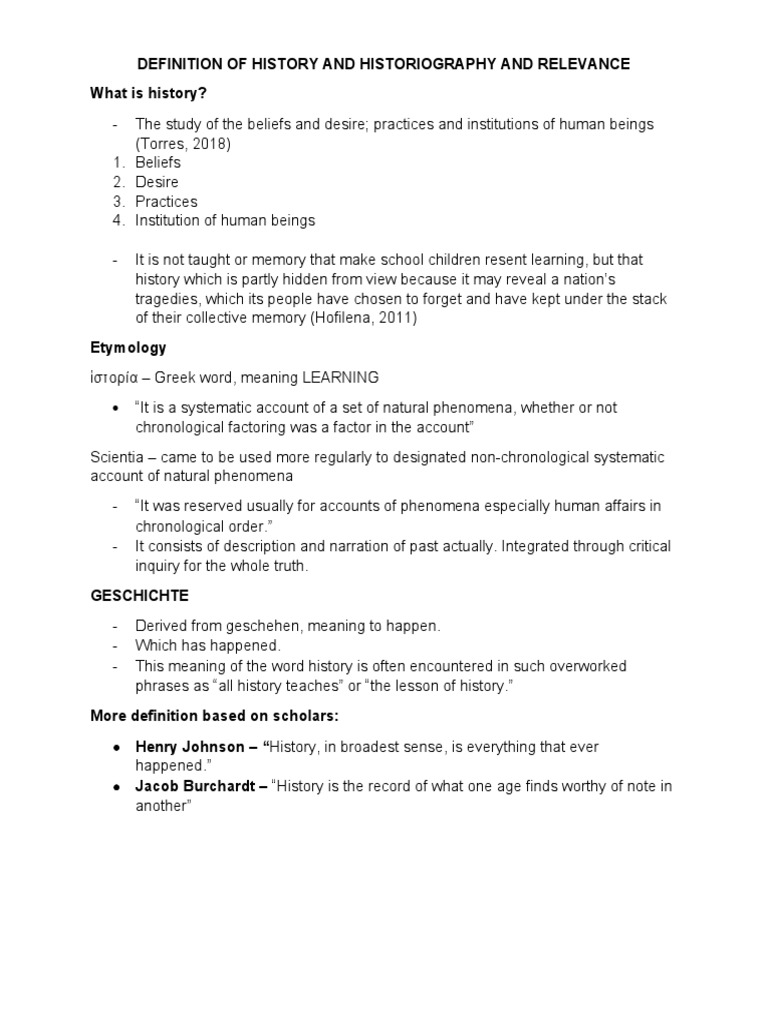Definition Of History And Historiography And Relevance What Is History 