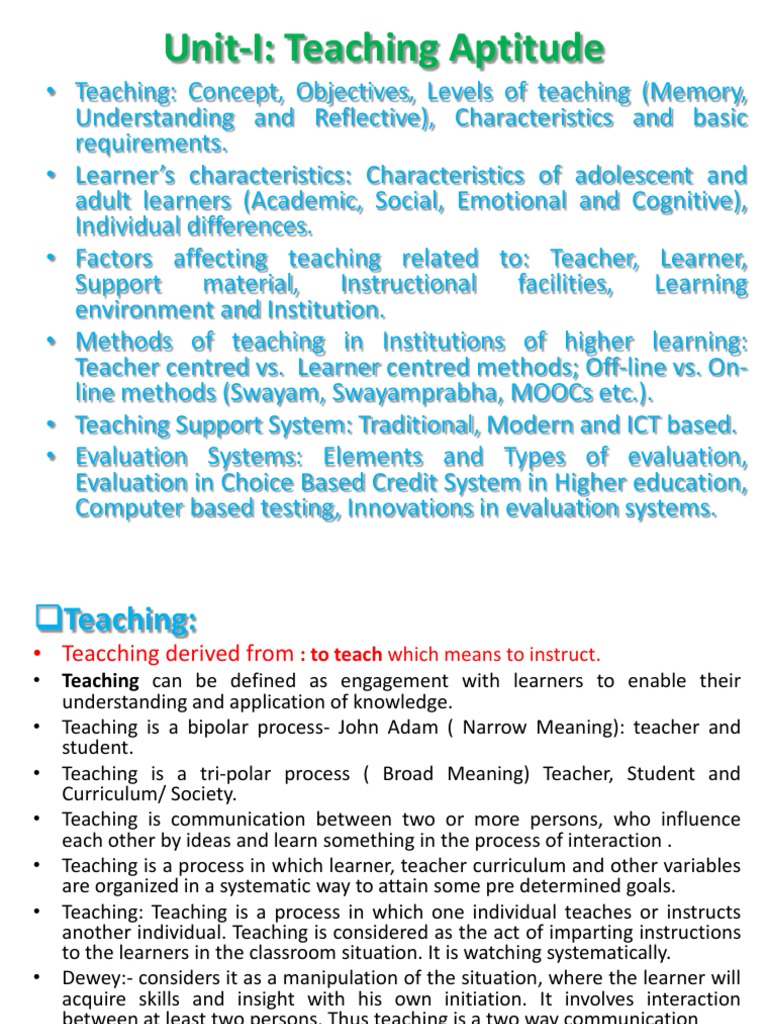 Teaching Aptitude | PDF | Learning | Teachers