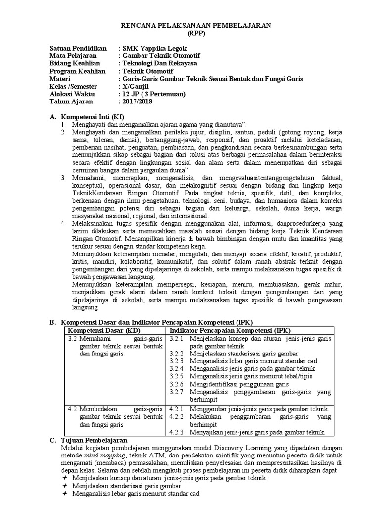 Contoh RPP SMK Gto 10 | PDF